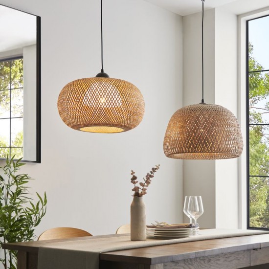 67318-001 Black Pendant with Natural Bamboo & White Diffuser 67318-001 Black Pendant with Natural Bamboo & White Diffuser