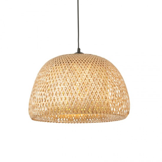 67318-001 Black Pendant with Natural Bamboo & White Diffuser 67318-001 Black Pendant with Natural Bamboo & White Diffuser