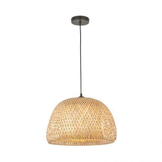 67318-001 Black Pendant with Natural Bamboo & White Diffuser 67318-001 Black Pendant with Natural Bamboo & White Diffuser