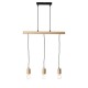 67323-001 Natural Wood & Black 3 Light over Island Fitting