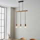 67323-001 Natural Wood & Black 3 Light over Island Fitting