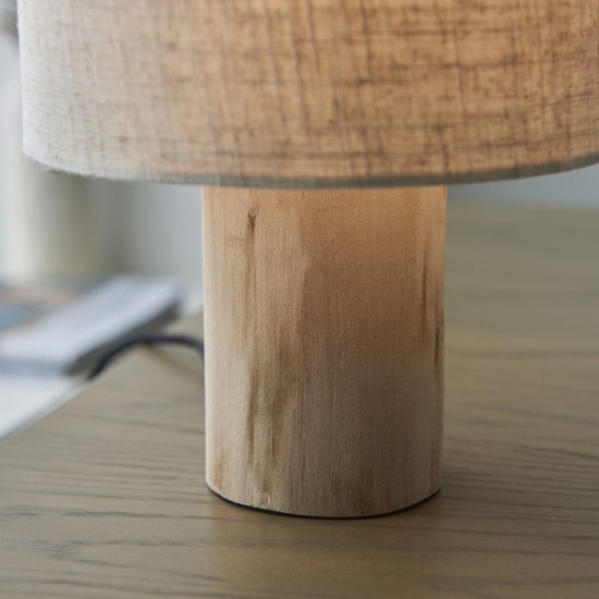 67324-001 Wooden Table Lamp with Natural Linen Shade