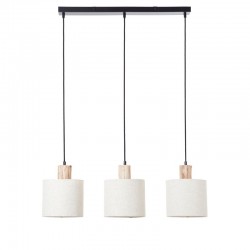 67325-001 Black & Wooden 3 Light over Island Fitting with Natural Linen Shades 67325-001 Black & Wooden 3 Light over Island Fitting with Natural Linen Shades
