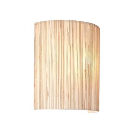 67331-001 Black Wall Lamp with Natural Seagrass Shade