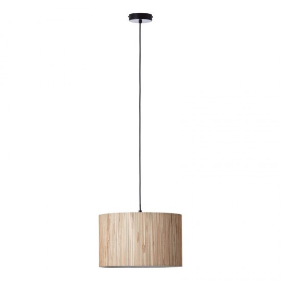 67332-001 Black Pendant with Natural Seagrass Shade