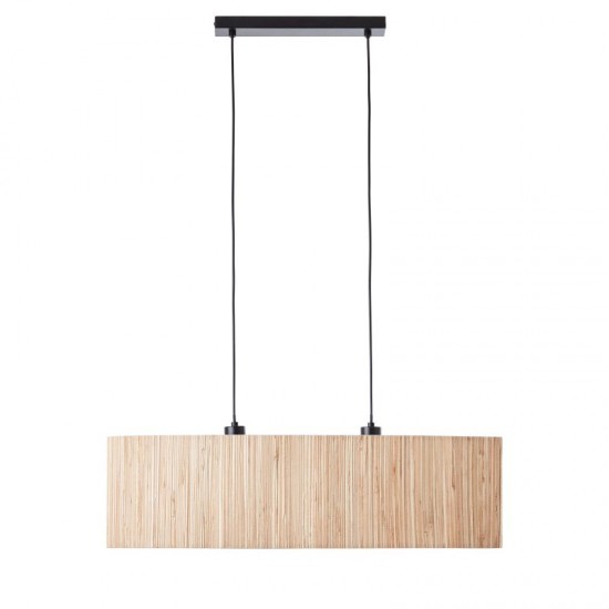 67333-001 Black 2 Light over Island Fitting with Natural Seagrass Shade