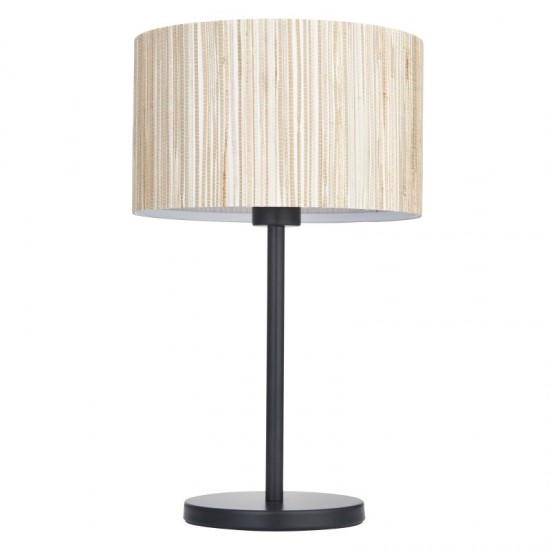 67334-001 Black Table Lamp with Natural Seagrass Shade