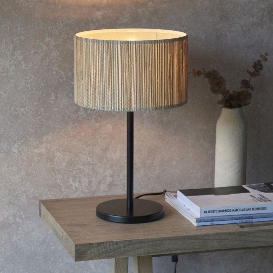 67334-001 Black Table Lamp with Natural Seagrass Shade