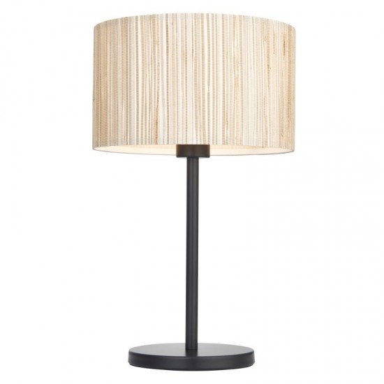 67334-001 Black Table Lamp with Natural Seagrass Shade