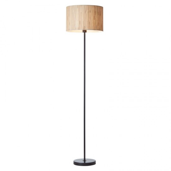 67335-001 Black Floor Lamp with Natural Seagrass Shade