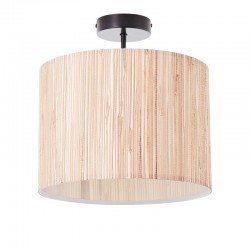 67336-001 Black Semi Flush with Natural Seagrass Shade 67336-001 Black Semi Flush with Natural Seagrass Shade