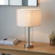 67349-001 Bright Nickel & Glass Table Lamp with Vintage White Shade