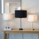 67349-001 Bright Nickel & Glass Table Lamp with Vintage White Shade