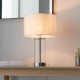 67349-001 Bright Nickel & Glass Table Lamp with Vintage White Shade