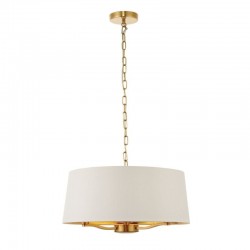 7232-001 Brushed Satin 3 Light Pendant with Vintage White Shade 7232-001 Brushed Satin 3 Light Pendant with Vintage White Shade