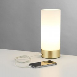 22568-001 Brushed Brass Touch Table Lamp with Opal Glass & USB  22568-001 Brushed Brass Touch Table Lamp with Opal Glass & USB