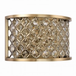 7423-001 Antique Brass Wall Lamp with Crystal Beads
