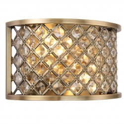 7423-001 Antique Brass Wall Lamp with Crystal Beads