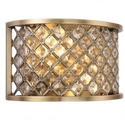 7423-001 Antique Brass Wall Lamp with Crystal Beads