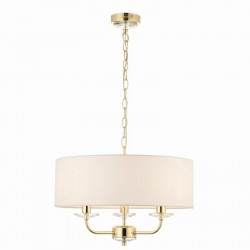 7424-001 Brass 3 Light Pendant with Vintage White Shade 7424-001 Brass 3 Light Pendant with Vintage White Shade