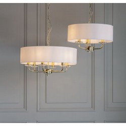 7425-001 Brass 6 Light Pendant with Vintage White Shade