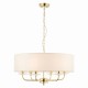 7425-001 Brass 6 Light Pendant with Vintage White Shade