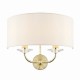 7426-001 Brass 2 Light Wall Lamp with Vintage White Shade
