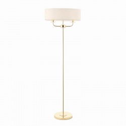 7427-001 Brass 2 Light Floor Lamp with Vintage White Shade 7427-001 Brass 2 Light Floor Lamp with Vintage White Shade