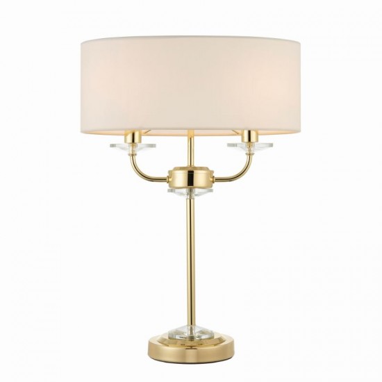 Brass With Crystal 2 Light Table Lamp, Table Lamps Gold Shade