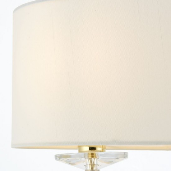 7428-001 White Shade & Gold with Crystal 2 Light Table Lamp