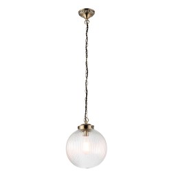 7443-001 Antique Brass Pendant with Clear Ribbed Glass 7443-001 Antique Brass Pendant with Clear Ribbed Glass