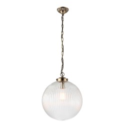 7444-001 Antique Brass Pendant with Clear Ribbed Glass 7444-001 Antique Brass Pendant with Clear Ribbed Glass