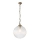7444-001 Antique Brass Pendant with Clear Ribbed Glass