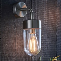 21453-001 Brushed Stainless Steel Wall Lamp with Clear Glass 21453-001 Brushed Stainless Steel Wall Lamp with Clear Glass