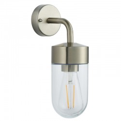 21453-001 Brushed Stainless Steel Wall Lamp with Clear Glass 21453-001 Brushed Stainless Steel Wall Lamp with Clear Glass