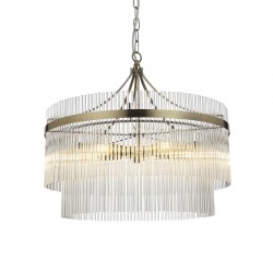 71586-001 Antique Brass 5 Light Centre Fitting with Clear Rods Glass 71586-001 Antique Brass 5 Light Centre Fitting with Clear Rods Glass