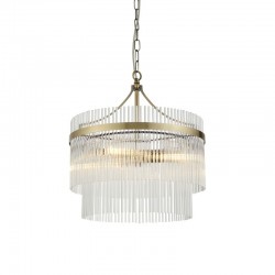 71587-001 Antique Brass 3 Light Centre Fitting with Clear Rods Glass 71587-001 Antique Brass 3 Light Centre Fitting with Clear Rods Glass