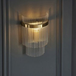 71588-001 Antique Brass Wall Lamp with Clear Rods Glass
