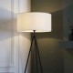 71605-001 Matt Black Tripod Floor Lamp with White Shade