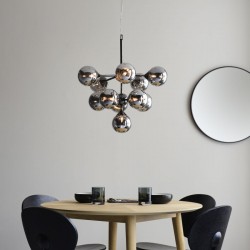 71608-001 Black Chrome 11 Light Centre Fitting with Smoked Mirror Glasses