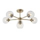 71616-001 Antique Brass 6 Light Semi Flush with Clear Spiral Glasses