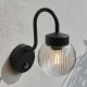 71626-001 Matt Black PIR Wall Lamp with Clear Ribbed Glass