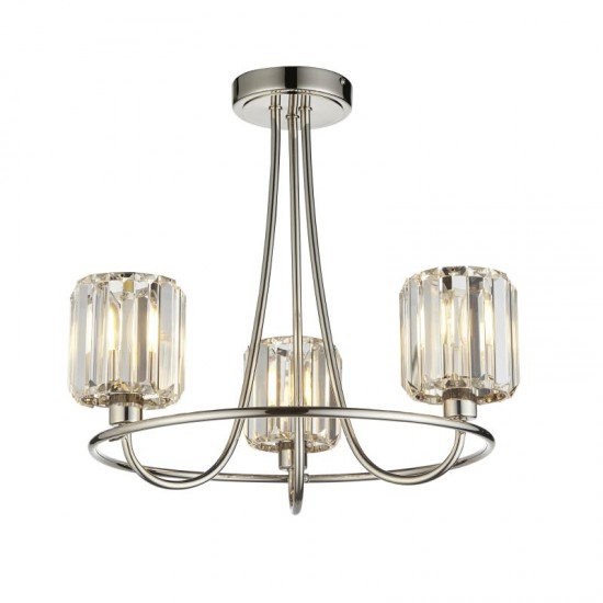 71633-001 Bright Nickel 3 Light Centre Fitting with Crystal
