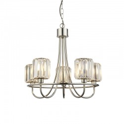 71634-001 Bright Nickel 5 Light Centre Fitting with Crystal 71634-001 Bright Nickel 5 Light Centre Fitting with Crystal