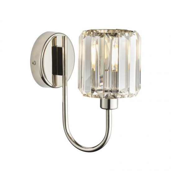 71635-001 Bright Nickel Wall Lamp with Crystal