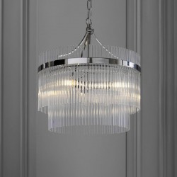 71637-001 Bright Nickel 3 Light Centre Fitting with Clear Rods Glass