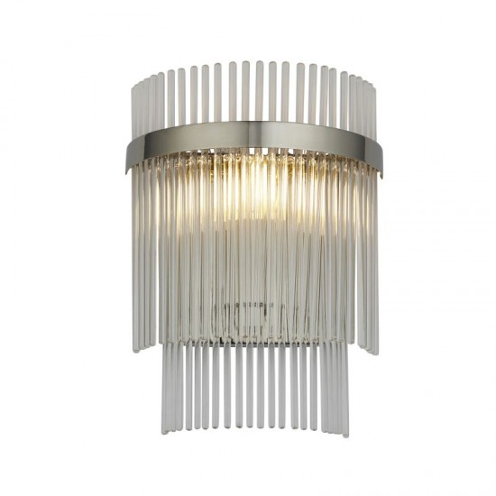 71638-001 Bright Nickel Wall Lamp with Clear Rods Glass