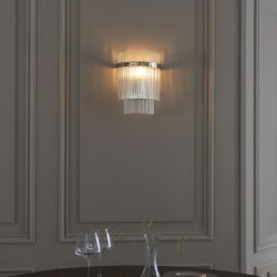 71638-001 Bright Nickel Wall Lamp with Clear Rods Glass