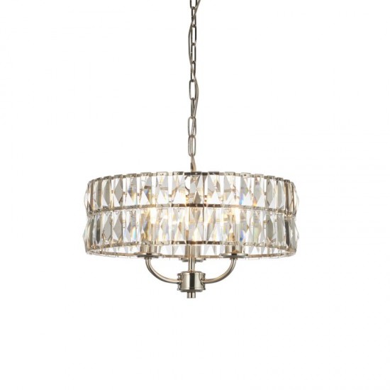 71640-001 Bright Nickel 3 Light Pendant with Crystal 71640-001 Bright Nickel 3 Light Pendant with Crystal