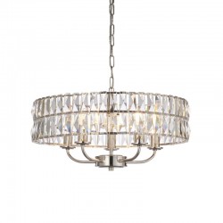 71641-001 Bright Nickel 5 Light Pendant with Crystal
